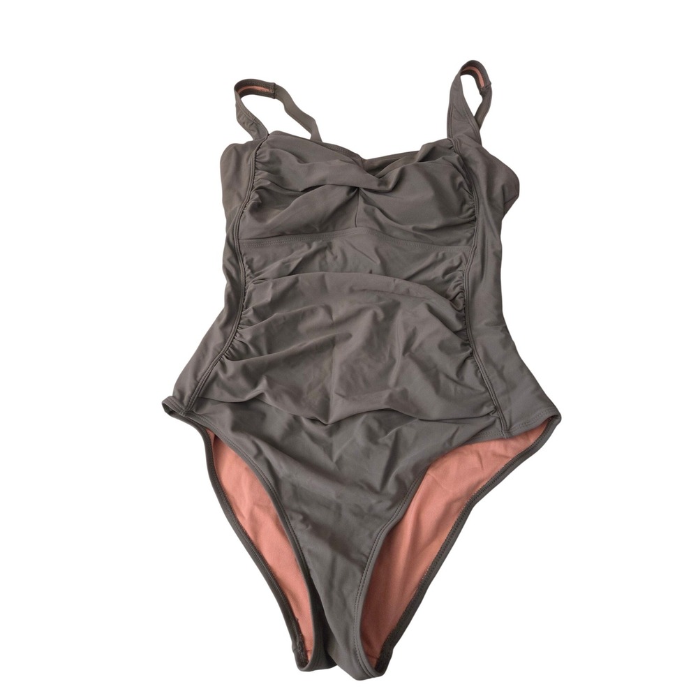 Molybell Womens Ruched One Piece Swimsuit Green Padded Size L NWT